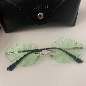 Leave Shape Sunglasses with Sunglass Case.